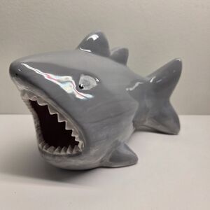 Ceramic Shark Decor Storage Fun Unique Handpainted Ocean Sea Theme